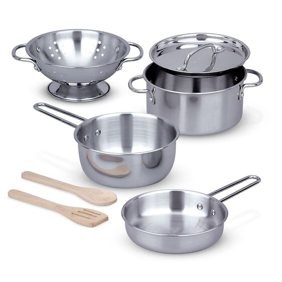 Stainless Steel Pots & Pans Play Set. Let's Play House!