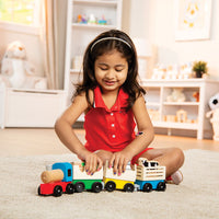 Wooden Farm Train Toy Set