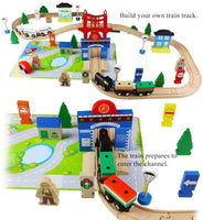WOODEN TRAIN SET - MY BUSY TOWN (80Pcs)