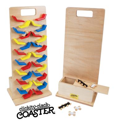 Double Clickity Clack Coaster Wood- Primary, Pastel