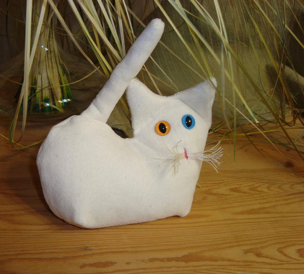 White  Velvet Kitten - Handmade in CANADA