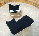 Black and White Velvet Kitten - Handmade in CANADA