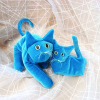 Turquoise Aquamarine Velvet Cat -Handmade in CANADA